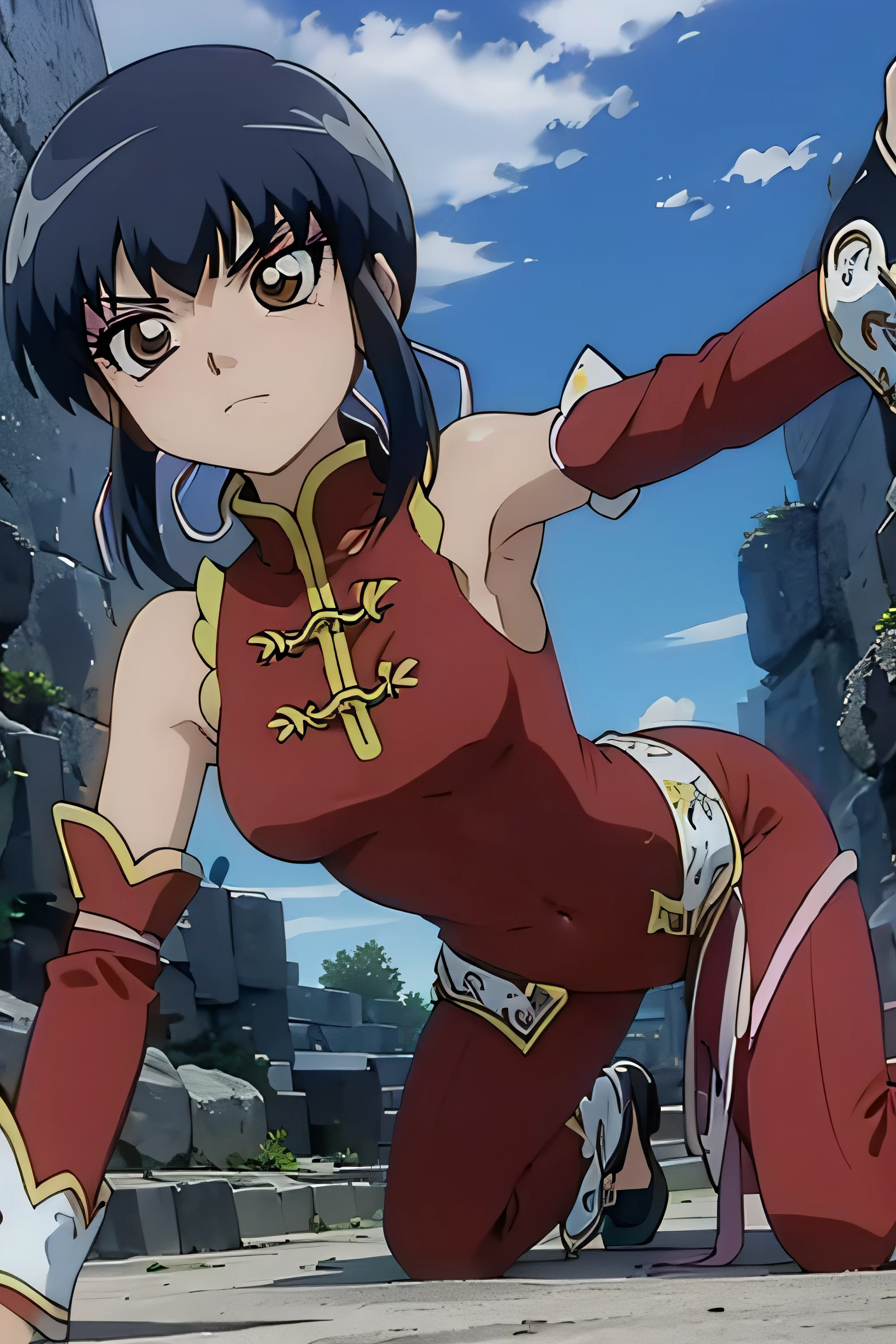 Chan Lee (Bakugan), naked, on all fours, nsfw, lewd, sexy, showing armpit