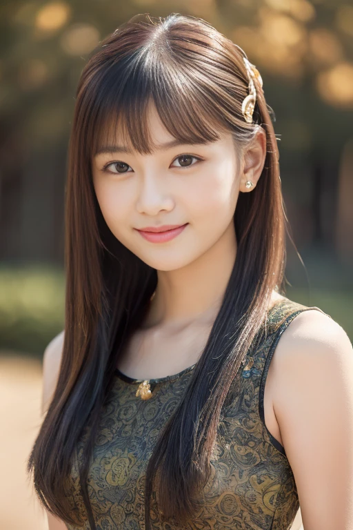 (Masterpiece:1.3), (8K), (Best Quality:1.4), (UHD:1.2), (Photorealistic:1.3),( Raw Photography), (1girl), (Ultra High Detailed), (Detailed face), very perfect beautiful and cute face, (Detailed hair), Beautiful hair, bangs, (symmetrical eyes:1.3), (Detailed eyes), (Detailed skin), Realistic skin, shiny skin, Ultra high definition, (medium breasts:0.7), (slim figure), (super model figure), gentle smile:1.2, (A very beautiful and cute young Japanese girl with a gentle expression),
( Wearing a high fashion Beautiful dress with intricate weave, damask pattern:1.3, Inspired by Versace:1.3 ),
cute young Japanese girl, pretty young Japanese girl, (beautiful navel)