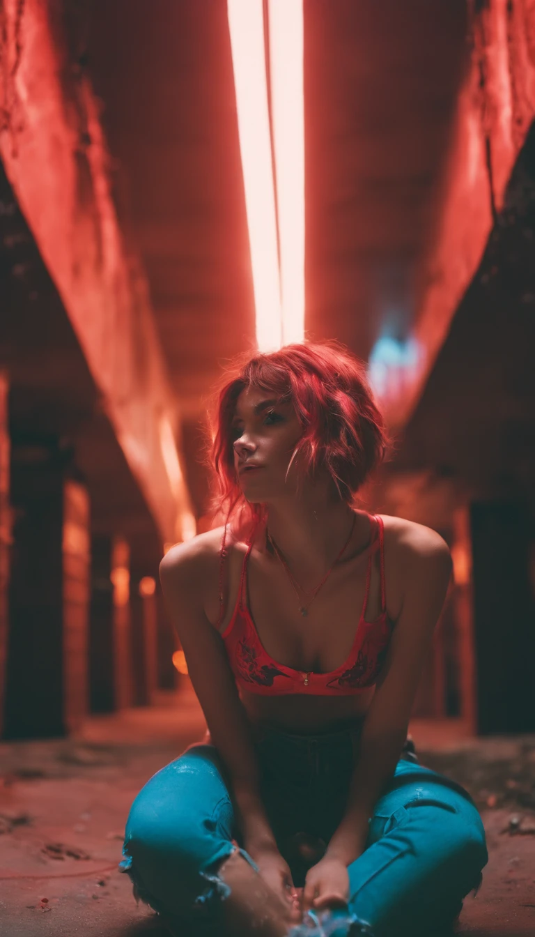 photograph (lofi, analog, kodak film) by Brandon Woelfel Ryan McGinley (from below:1.4). 19 year old females models,  (((messy short hair:1.3))), slim waist, (((thinspo body:1.6)), deep photo, depth of field, Superia 400, shadows, perfect face and body, dark, nighttime, dark photo, grainy, seductive smirk, american girl, ,photo r3al, wearing a transparent sexy and naughty lingerie full_body, inside an abandoned jailhouse , black and red neon colors in the background, collar bone, slim waist, flat stomach, pubic hair
(((small breasts:1.3))) sitting on a big red leather couch,  mist and smoke in the place, wet and soaked,