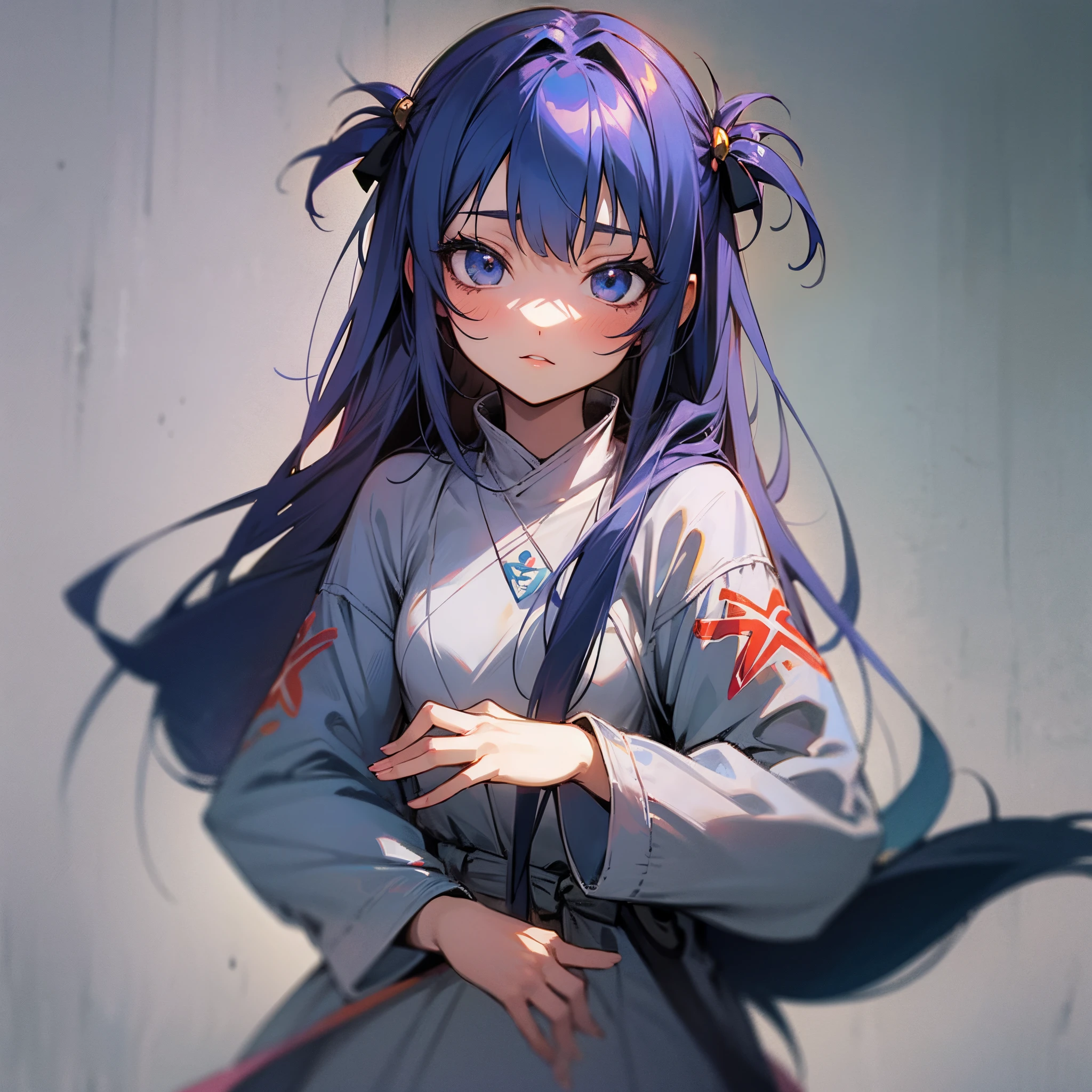 Anime girl with long purple hair and blue eyes posing for a picture ...