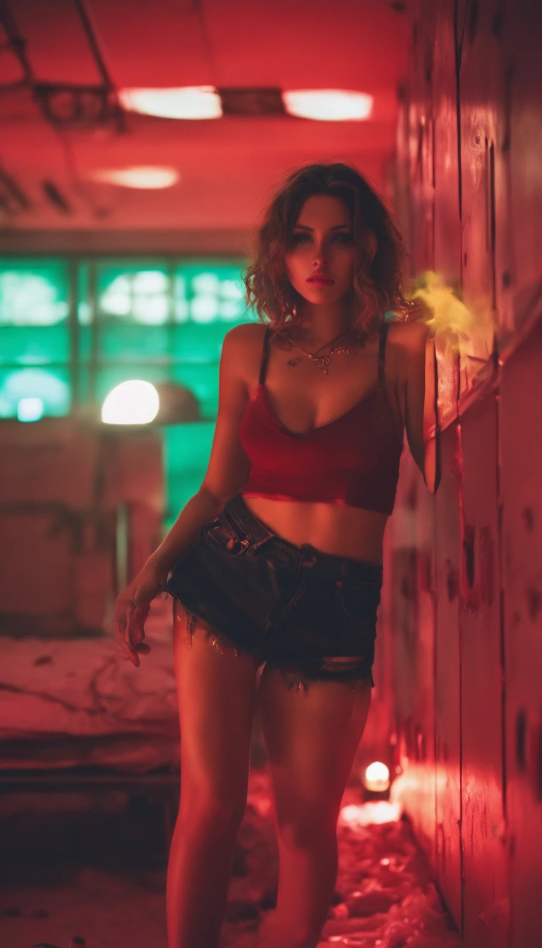 photograph (lofi, analog, kodak film) by Brandon Woelfel Ryan McGinley (from below:1.4). 19 year old females models, (((messy short hair:1.3))), slim waist, (((thinspo body:1.6)), deep photo, depth of field, Superia 400, shadows, perfect face and body, dark, nighttime, dark photo, grainy, seductive smirk, american girl, ,photo r3al, wearing a transparent sexy and naughty lingerie full_body, inside an abandoned jailhouse , black and red neon colors in the background, collar bone, slim waist, flat stomach, pubic hair
(((small breasts:1.3))) sitting on a big red leather couch, mist and smoke in the place, wet and soaked,