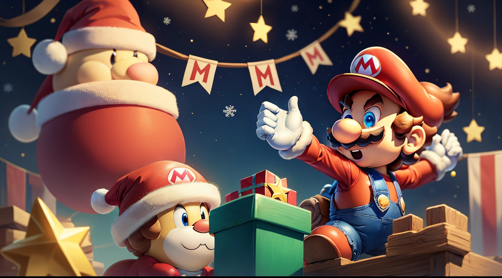 Mario christmas banner