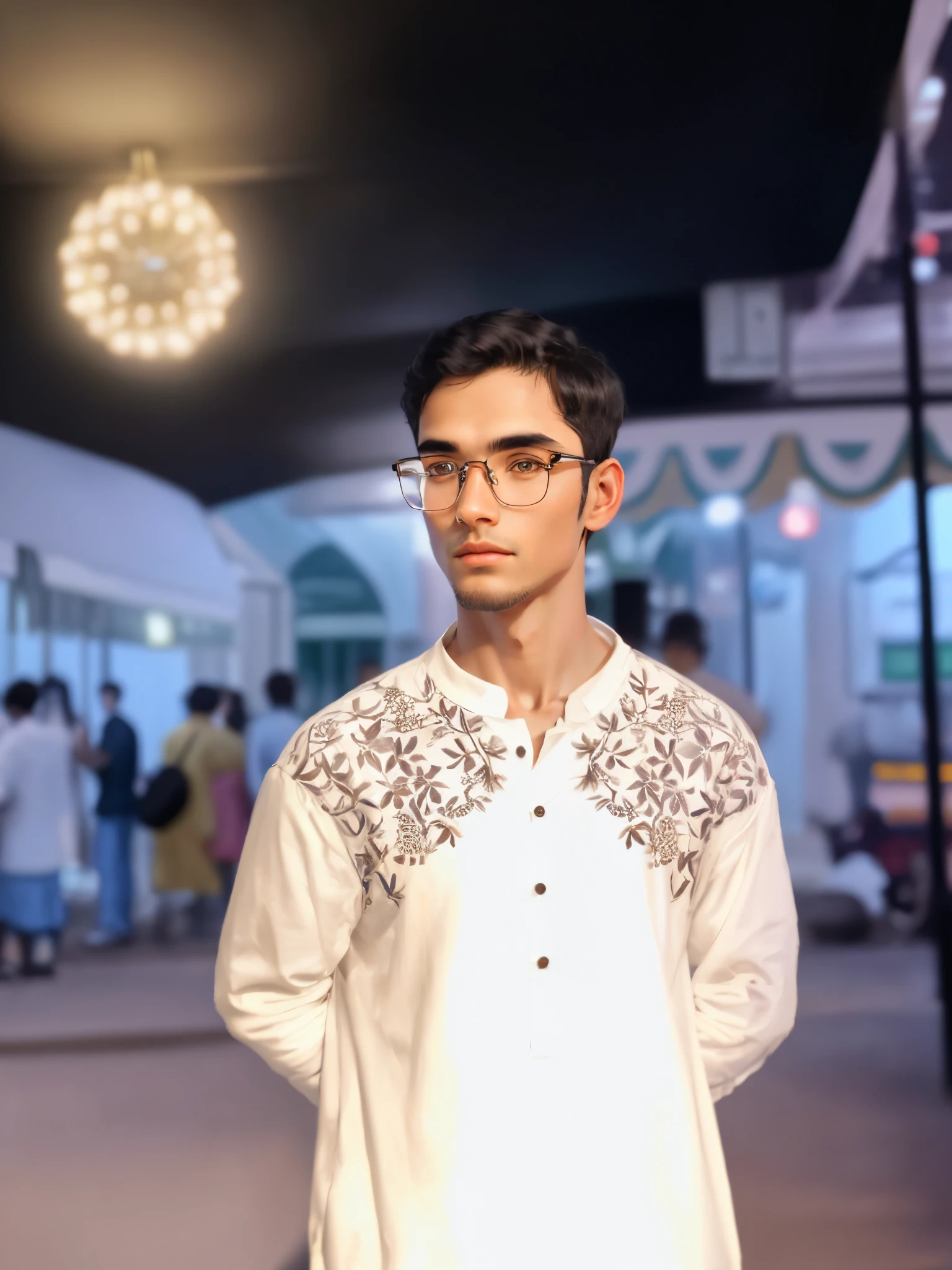 (highest resolution, distinct_image), brown pupils, brown eyes, wearing glasses, best picture quality, male god masterpiece, high detail, semi-realistic, short black hair, black hair, bangs, 18 years old, mature, young, urban elite, tall, white shirt, black pants, solid color background, cold, tall and handsome, authoritative, powerful, delicate facial features, delicate facial features