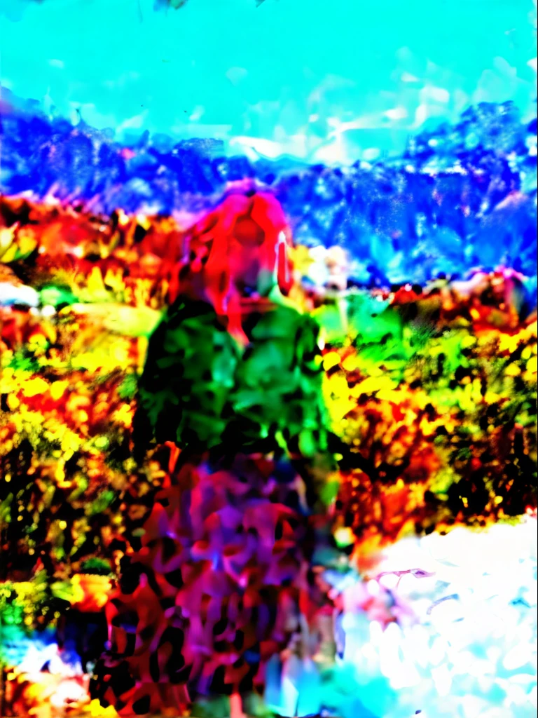 Woman with red curly hair and blue eyes holding bow in the mountains,dressed in a green robe,On the hunt.