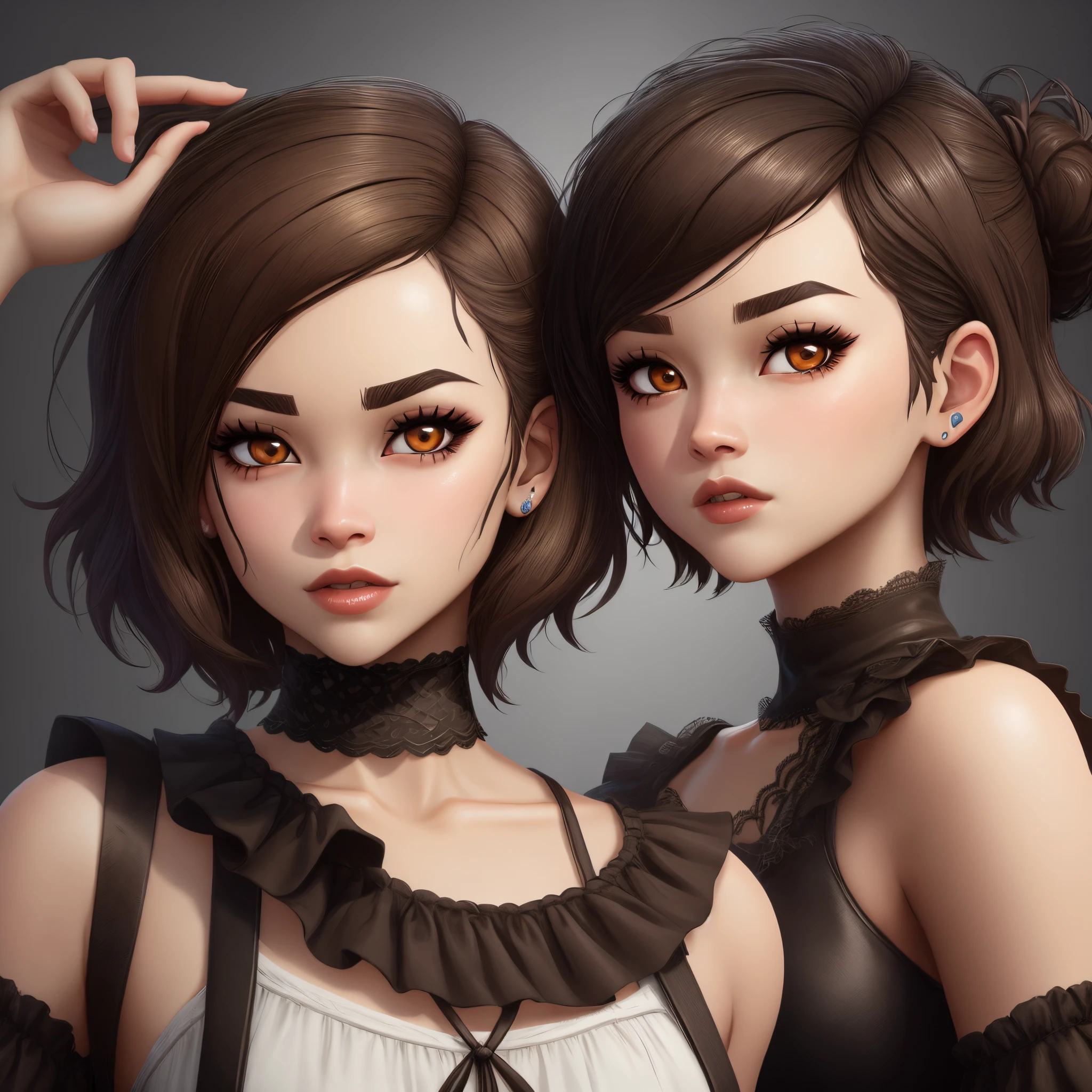 Fortnite skin brown eyes black short hair gothic
