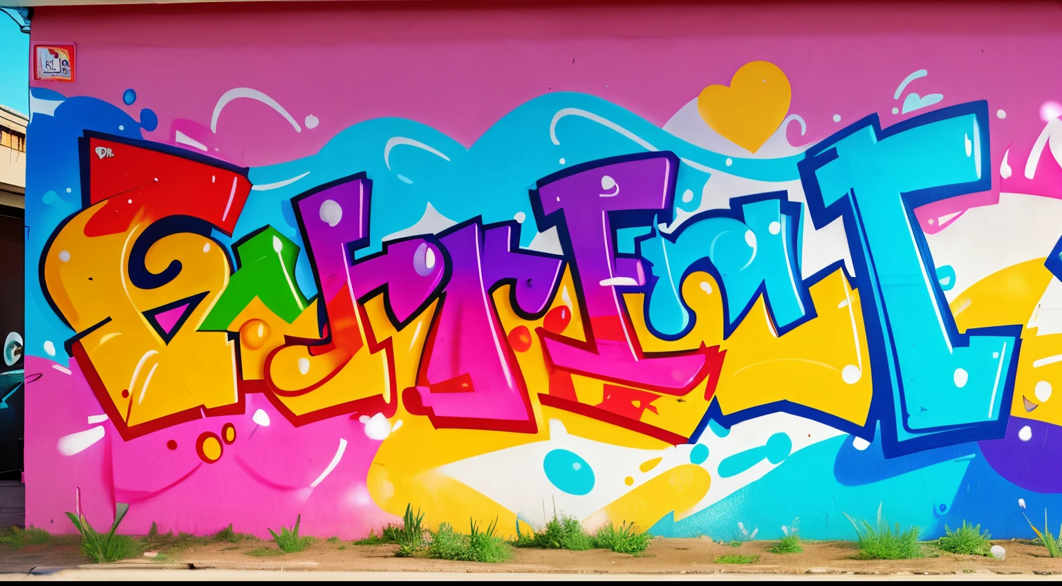 Create an image with colorful and fun graffiti on the wall