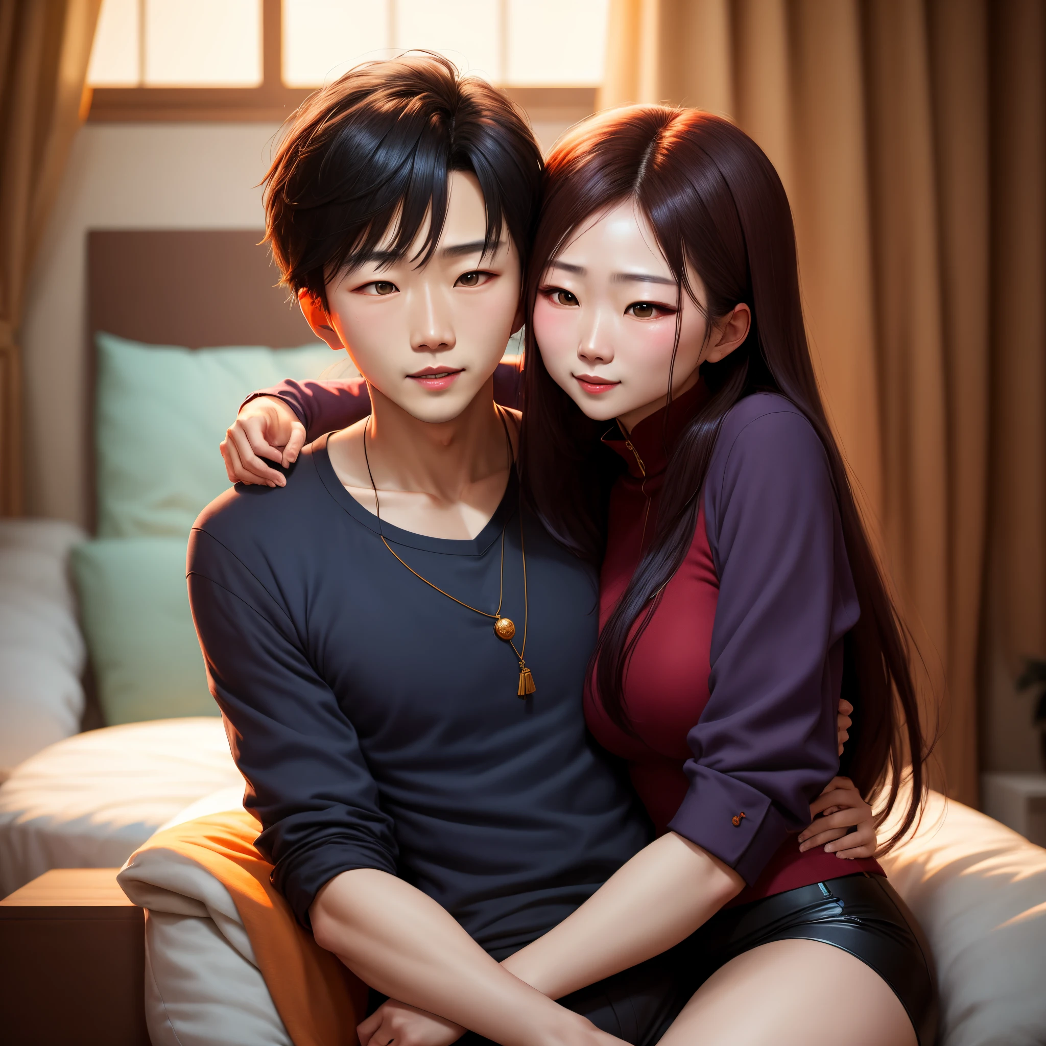 Martial peak, yang kai and his wife su yan hugging 2d image,8k