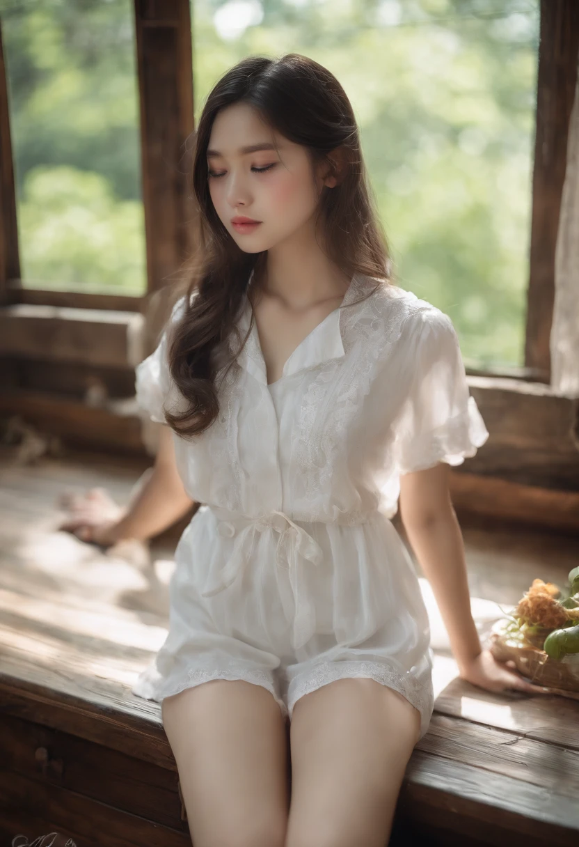 molesting、top-quality、hight resolution、ultra-detailliert、masterpiece、Raw photography:2、realisitic:2、Photorealsitic:2、extremely delicate and beautiful、finely detail、Textured skin、1girl in、Solo、Alone:2、Japan girl in uniform、Sailor suit and navy blue short skirt:1.5、beauitful face:1.5、(slim figure)、Colossal tits、Old man in shorts with short sleeves、(Hugging her from behind)、(touching breasts:1.3)、(Old man taking off white panties:1.3)(She sheds tears:1.4)、Draw in clear detail whose hand it is、White lace panties、The shape of the woman's pubic area is clearly visible、Old man rubbing girl's chest、