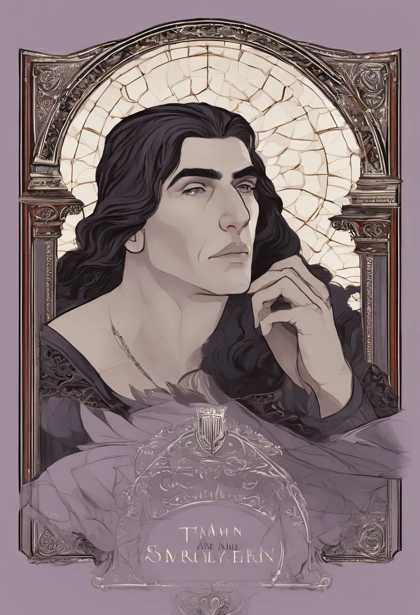 Aemond Targaryen sitting in the library of the Red Keep, surrounded by ancient tomes and scrolls, with a look of intense concentration on his face.,A Song of Ice and Fire,His physical presence is characterized by silver, straight, and well-kept hair cascading down a long and sharp face. A sharp jawline, straight nose, pointed chin, and the unique feature of a missing right eye add to his distinctive appearance. The left eye, a striking lilac hue, draws attention, with the empty right eye socket adorned by a blue sapphire or concealed by an eyepatch. Thin lips, a pale complexion, and a serious expression complete his visage. Aemond's tall, slim, and lithe build contributes to an overall image of strength and regality.