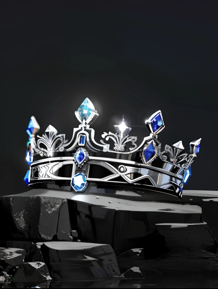 uma coroa quebrada em uma rocha com fundo escuro, nordic crown, coroa trincada, coroa antiga, Freio de coroa de metal Trident, coroa de espinhos quebrada, broke the Silver Prince&#39;s Crown, coroa quebrada de prata, diadem on the head, tiara fantasia ultra realista, tiara ornamentada intrincada, coroa de ferro preto, coroa de ferro, coroa intrincada ornamentada, tiara detalhada intrincada, Queda da Coroa, diadema, coroa ornamentada