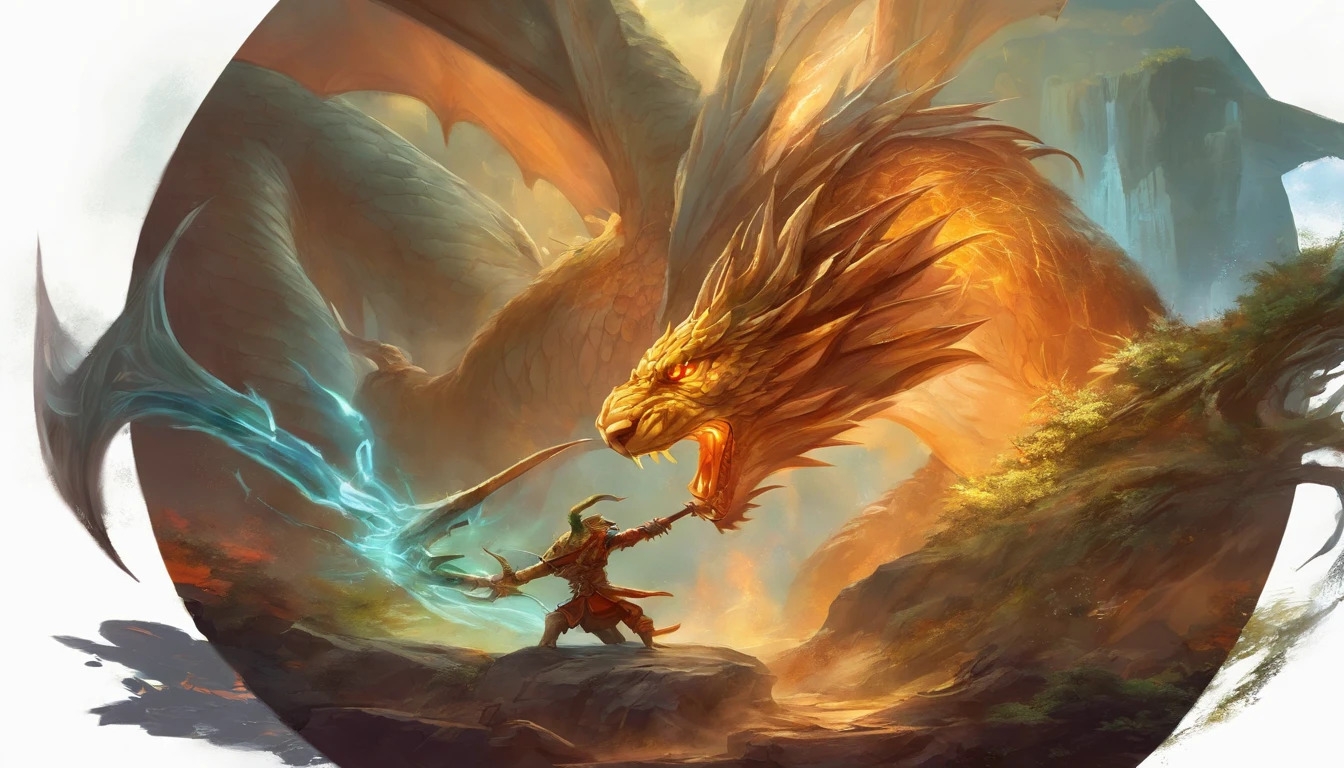 create an image of a Dragon fighting a tiger