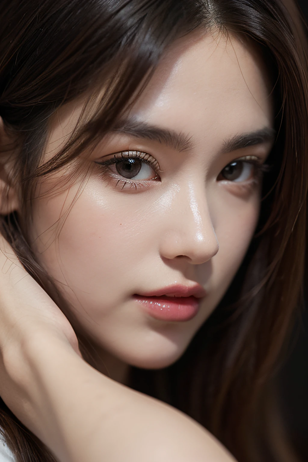 18-year-old girl、independent、look forward to、Light eye makeup、Brown Hair Color、flat 、Hair blowing in the wind、Quality of actress、Shiny, Ultra-realistic face、Smiling expression、Watery eye、look up、Soothing lighting effects、 Ultra-Realistic Capture、Very detailed、High resolution 16K human skin closeup。Skin texture must be natural、Must be so detailed that pores are visible、skin is healthy、Must be of uniform tone、Use natural light and color、High quality photos taken by modeling agencies'Exclusive photographer、A big smile、Front facing