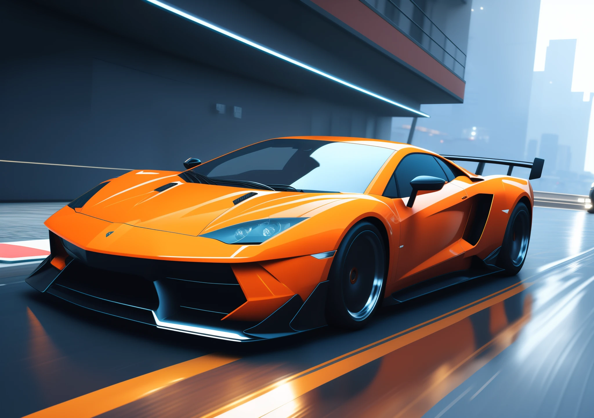 Arafed laranja carro esportivo dirigindo por uma rua da cidade, Estilo Lamborghini Ousado, Octane CGsociety, carro esporte, carro esportivo, Super carro, carro esportivo, Lamborghini, octane trending on cgsociety, daniel maidman octane rendering, octano 4 k render, octane 4k render, 8k octane 3d render, renderizador octano. CGSetnation, 3 d render octane