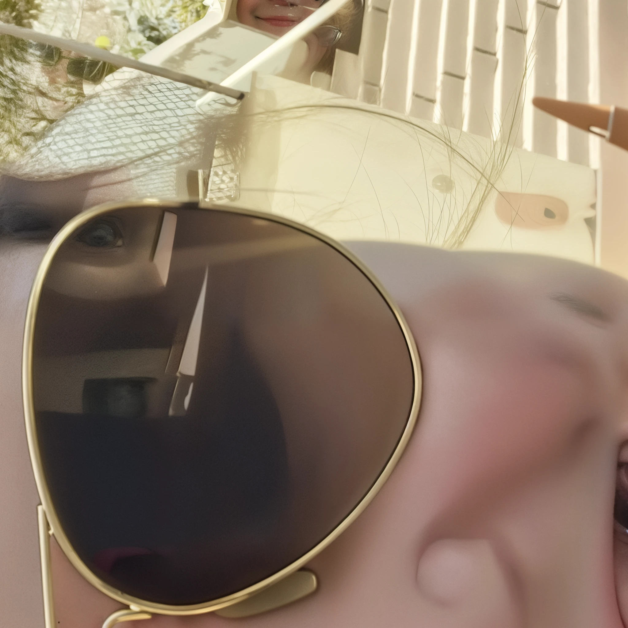 there is a woman and a baby wearing sunglasses and a hat, smiling into the camera, both smiling for the camera, very silly looking, happily smiling at the camera, smiling for the camera, having fun in the sun, very slightly smiling, vacation photo, both laughing, smiling at the camera, happy with his mouth open, with a happy expression