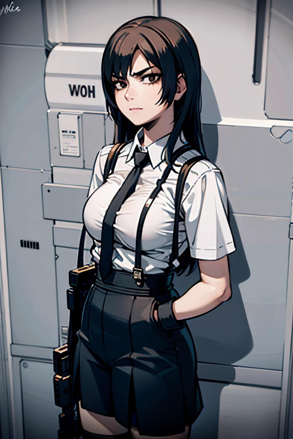 anime - uniform style woman posing with gun in hand, Tifa Lockhart, Retrato sedutor de Tifa Lockhart, Retrato de Tifa Lockhart, Tifa lockheart, Retrato de Tifa Lockhart, mayuri shiina from steins gate, foto preta, uma aluna hiperrealista, Tifa, Anime Garota Cosplay, aluna hiperrealista, ****** anime na vida real