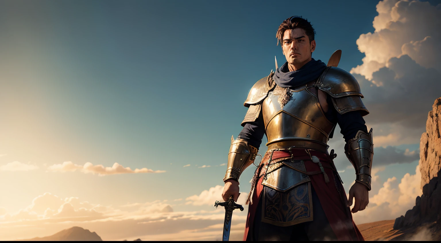 Hector, the mighty warrior, stood tall and proud on the battlefield, his sword gleaming in the sunlight as he prepared to defend his kingdom against all odds.