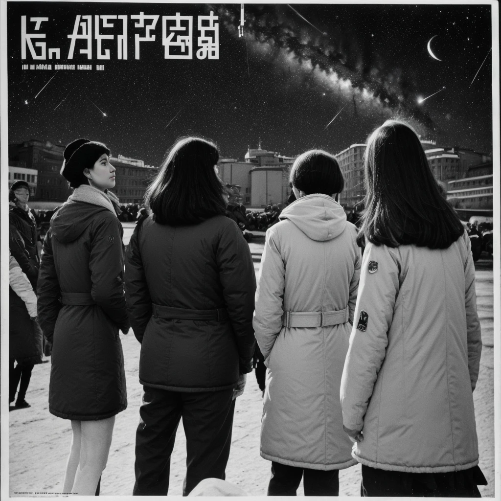 Scientists in science coats turn their backs to us，looking at the stars，hard core，Technologie，Red monochrome,USSR Poster,urss,Communism