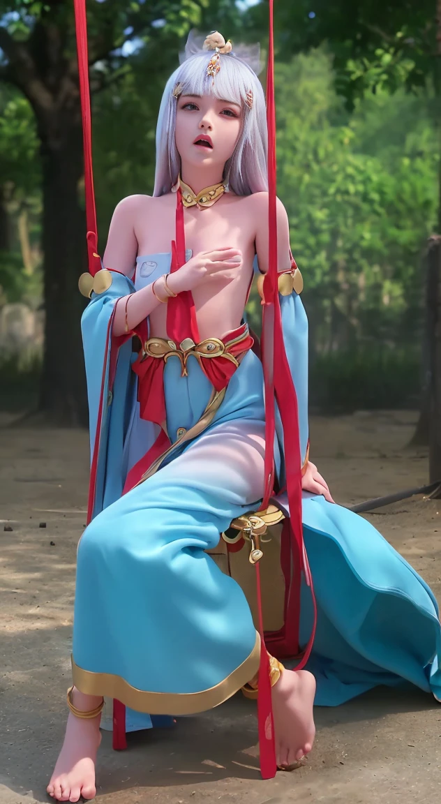 Beutiful women，peerless appearance，Large breasts、((Open and tie your legs))、((spread their legs))、((Tie your legs to your open legs))、((uneasy))、((locks))、(((Hands tied up with rope and hung up，nakeness，Shirtless，upper body without clothing，The lower body has，fullnude，spanking，jade foot，Being spanked，naked ass，Naked all over the body，Expose long legs，obscene exposure，look of anguish，Vaginal masturbation，Bare-chest，Bare chest