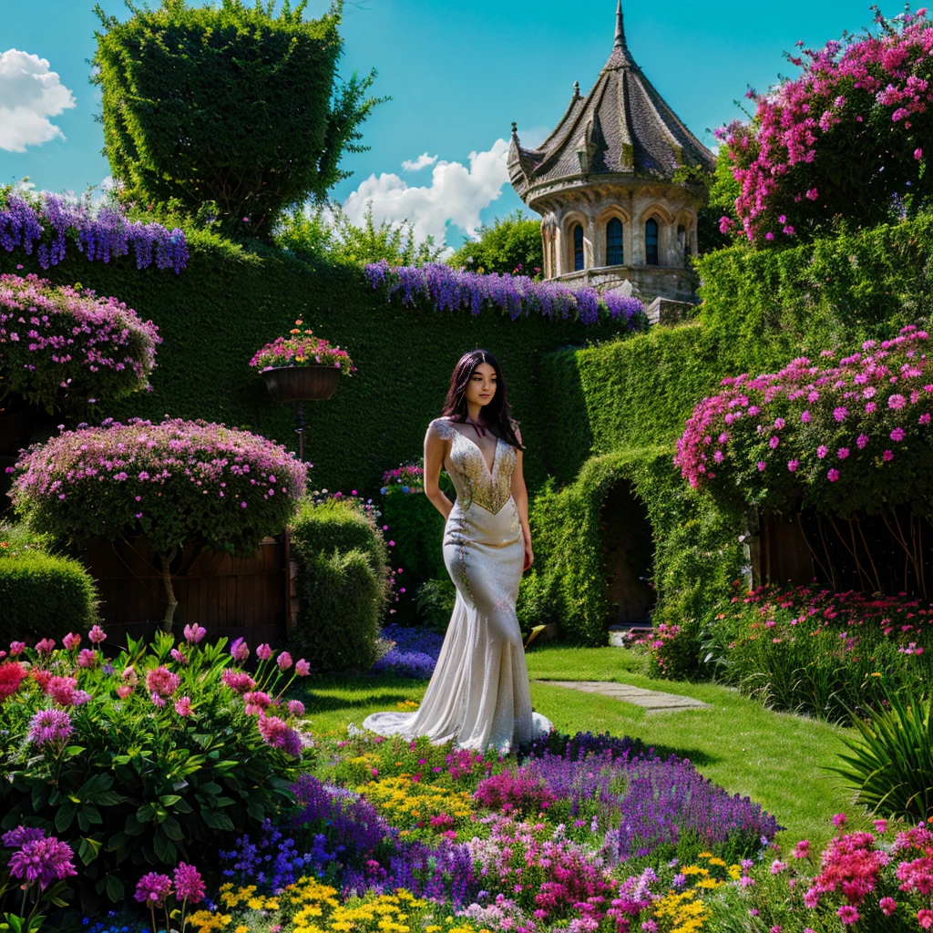 background, fantasy, fantastic, fantasy, flower garden, future, don't draw people