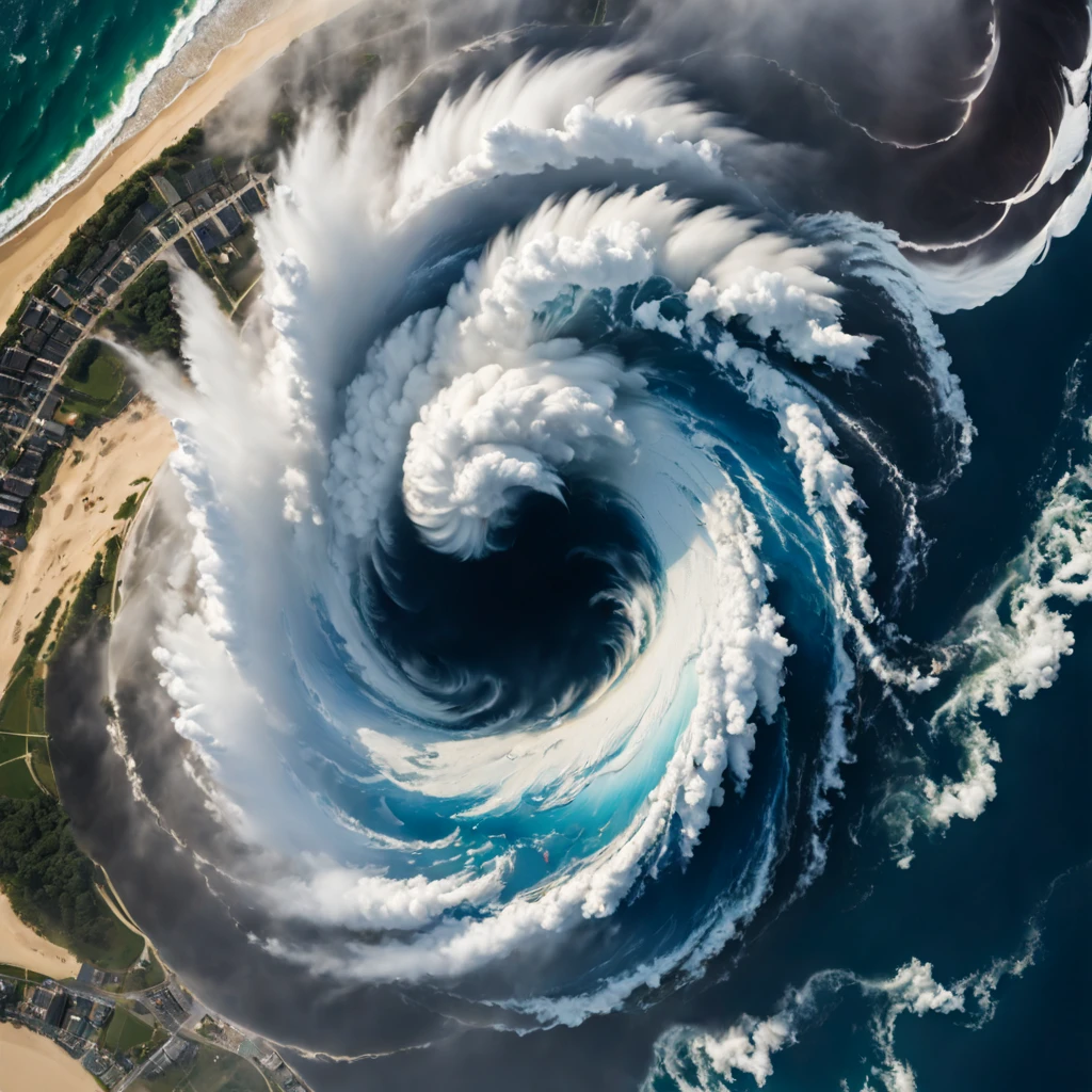 Close-up of the center of the storm, Typhoon Center,hurricane, apocalypse hurricane storm, Stormy weather, The storm of all storms, clouds and hurricanes, firestorm, Inspired by Storm Thorgerson, oh oh, oh oh, oh oh, oh oh, Oooooh, oh oh oh, Oh, God&#39;in a panoramic view, Explosive pigmentation,(Aerial photography:1.5),Jean Delville, Narrative-driven visual storytelling, Macro zoom, Environmental awareness, Terror wave, Cloud core, yankees core, Aerial photography, in the style of a visual pun, Macro zoom, (top down view:1.5), Copy punk, Terror wave, mottled，(Best quality at best,4K,8K,A high resolution,tmasterpiece:1.2),ultra - detailed,(actual,realistically,realistically:1.37),(from the above：1.5),
