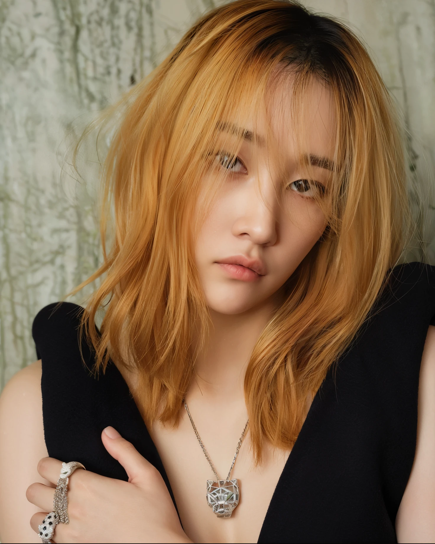 there is a woman with a black top and a necklace on, Jinyoung Canela, Dom Yunjoo, jia, Heonhwa Choe, Janice cantou, Retrato de Jossi de Blackpink, Kim Hyun Joo, lily frank, Marinheiro Kitagawa, Lee Ji - Eun, Lee Ji-eun, gemma chen, Jaeyeon Nam, Chiho, Lulu Chen, TaeJune Kim