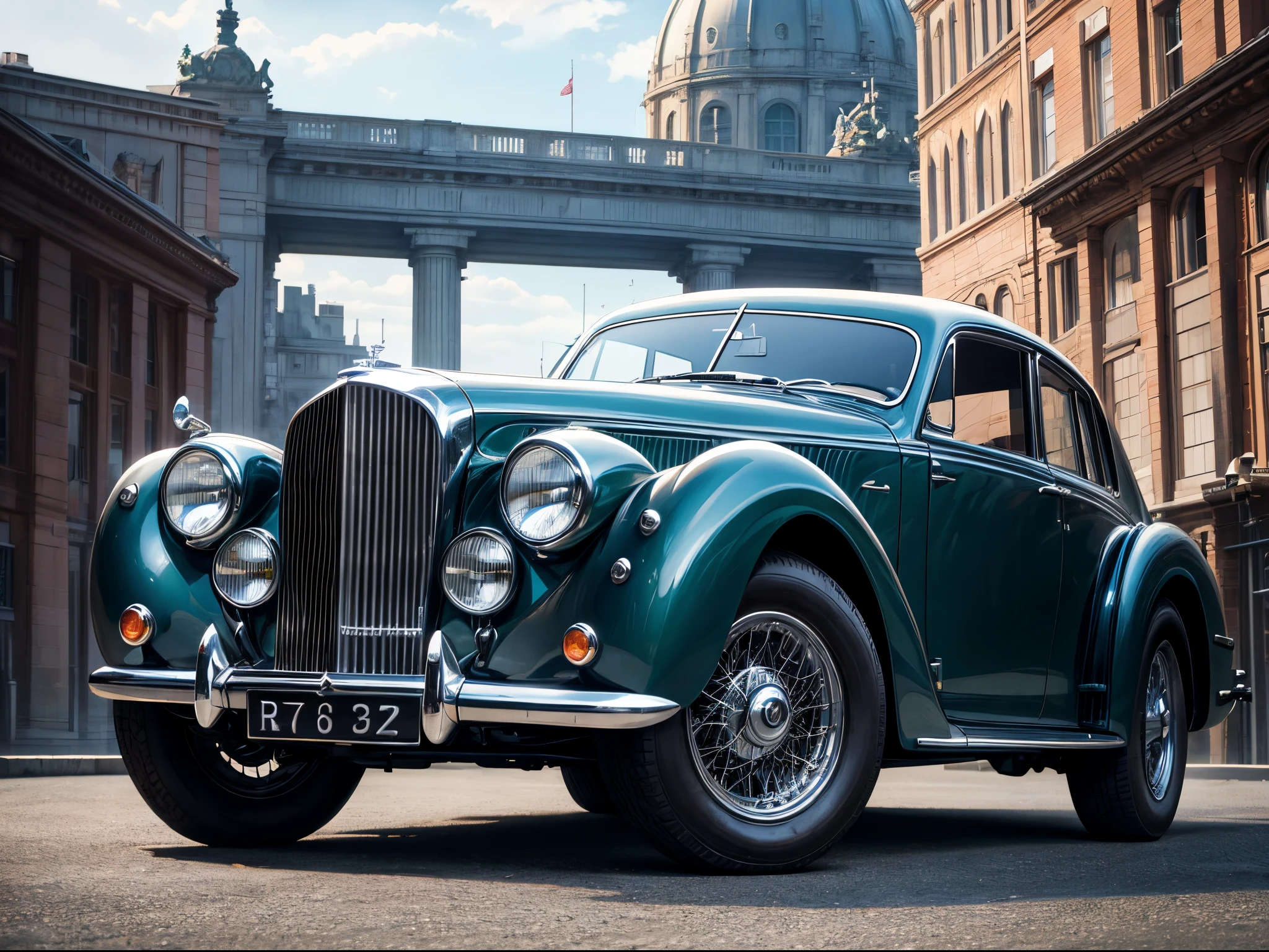 The prompt for the first theme "1946-1952: Bentley Mark VI 1012 chassis + 4190 with standard steel body" could be as follows:
"A classic scene featuring a Bentley Mark VI 1012 chassis + 4190 with a standard steel body. The car is showcased in (best quality, 4k, 8k, highres, masterpiece:1.2), ultra-detailed, and (realistic, photorealistic, photo-realistic:1.37) fashion. Set in a picturesque landscape, the Bentley stands out as a symbol of luxury and elegance. The car's body is flawlessly detailed, exhibiting a shiny finish that reflects its surroundings. The scene is captured in (HDR, UHD) quality, with studio lighting that accentuates every contour. The color palette used is rich and vibrant, adding depth to the image. The overall lighting effect creates a warm, inviting ambiance. The attention to detail is extraordinary, showcasing every curve and crevice of the car with (extreme detail description, professional) precision. This artwork exudes the essence of vintage beauty, combining the fineness of classic automobiles with the artistry of (portraits, landscape, photography, concept artists). The color tone evokes a sense of nostalgia, transporting viewers back in time to the era when these cars reigned supreme. The image is a true masterpiece, combining the craftsmanship of the Bentley with the artistic vision of the creator. It portrays the car as a pinnacle of engineering, exceptional in both form and function."
Please note that tags are added in order,Make sure the logic of the prompt is coherent and reasonable。