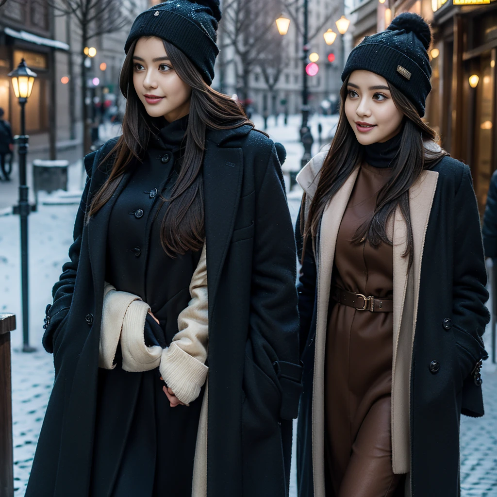 black medieval winter FAMALE overcoat black clothing