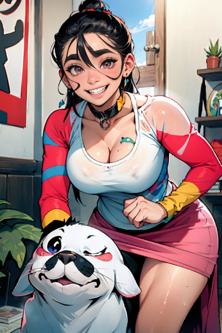 Obra maestra, La mejor calidad,quitandoce las vragas,quitando sujetador,quitando ropa,quitandose la ropa interior,sonrisa alegre, Estilo perrito,1 mujer,gran tracero,ropa transparente, De pie de espaldas,angulo contrapicado del tracero,grandes pechos,hermoso rostro,ojos penetrantes,sonrisa jugetona, contra el vidrio , Pechos en vidrio,CastigoAIwoman,placer,dolor,de espalas,gran trasero,culo gordo,exuberante,mujer provocatiba,vista desde atras,
