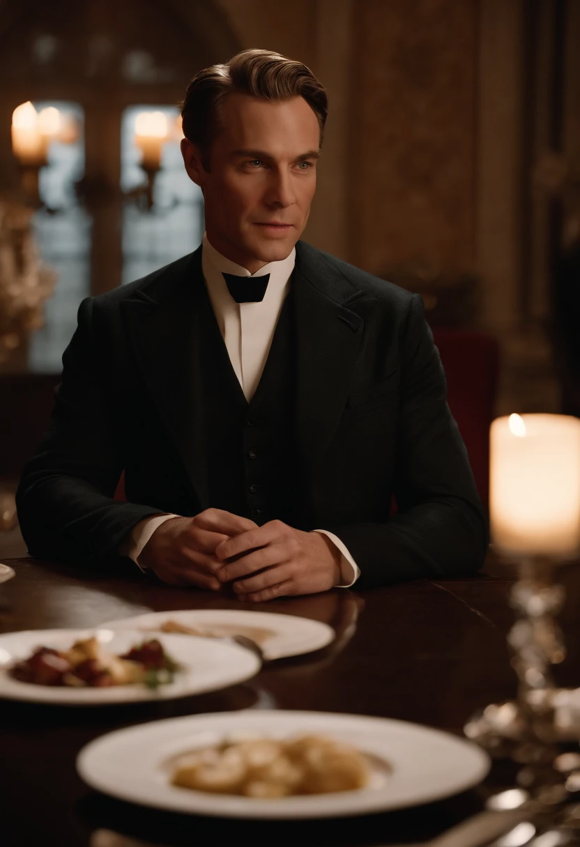 An image of Waterford elegantly sipping a glass of red wine at a candlelit dinner table.,The Handmaid's Tale,Fred Waterford, a character from “The Handmaid’s Tale,” presents a commanding figure with a stern, composed demeanor, often seen in the authoritative, formal attire befitting his high-ranking position in the dystopian regime of Gilead. His neat appearance, with a clean-shaven face and well-groomed hair, masks the cruelty and manipulation he is capable of as one of the architects of the oppressive society.
