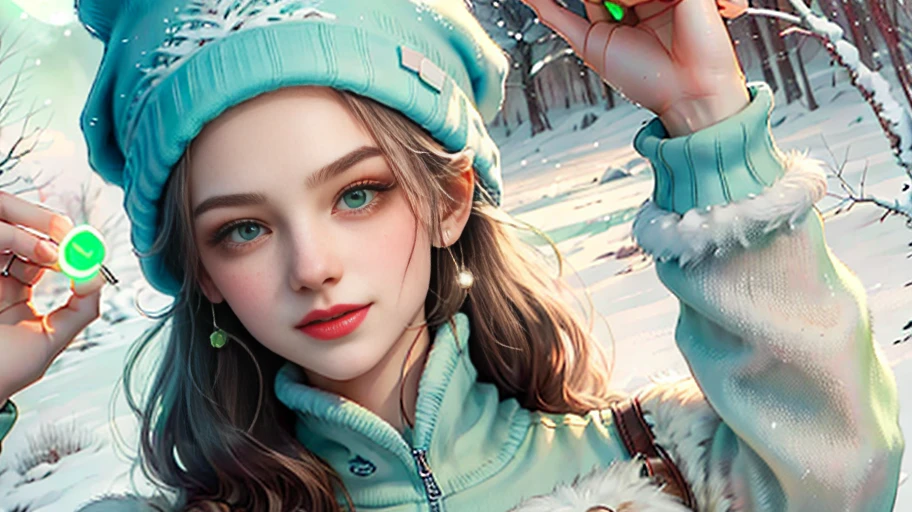 Prompt ++
(bestquality, highres, ultra-detail), girl in winter night, (((1girls))),(((bara))),(((One woman.))),(age is 18 years old),[The face is a mixture of (((Irene 1:1.2))) and (((Excella_AR 5:1.2)))],(crisp focus:1.5),beautiful detailึ eyes,Beautifully detailed lips,very detailed eyes and face,long eyelashes,A Beautiful Girl,women&#39;s charm,pearl skin,(skin pores:1.1),very detailed face and skin texture,(skin texture:1.1),Black Hair,Hair is soft and smooth.,The body is tall and slender.,(Height 192 cm.),The body is thin and fragile.,graceful posture,Strong and defined muscles,Flawless skin,Define ABS,Perfect curve,Feminine appearance,long beautiful legs,Gathering elegance and beauty,Happy expression,Smiling hard,Seductive eyes and seductive lips,large boobs,((wears a ((Light Green)) Mini Dresses:1.3)),(pose from various angles),(full body), (Winter Wonderland, snowy landscape), Cozy scarves and knit hats, Warm breath in the cold air, (Soft snowflakes fall, Pure white snow covers the ground.), (The stars twinkled brightly in the sky., The moonlight shines softly), (The frosty trees surrounded him in silence.), (Delicate shades of blue and pink), (superb, ethereal light), (dreamy, Quaint atmosphere), (portrait:1.1, full body view, Ice Princess), (stunning beauty, serene expression), (Quiet atmosphere).