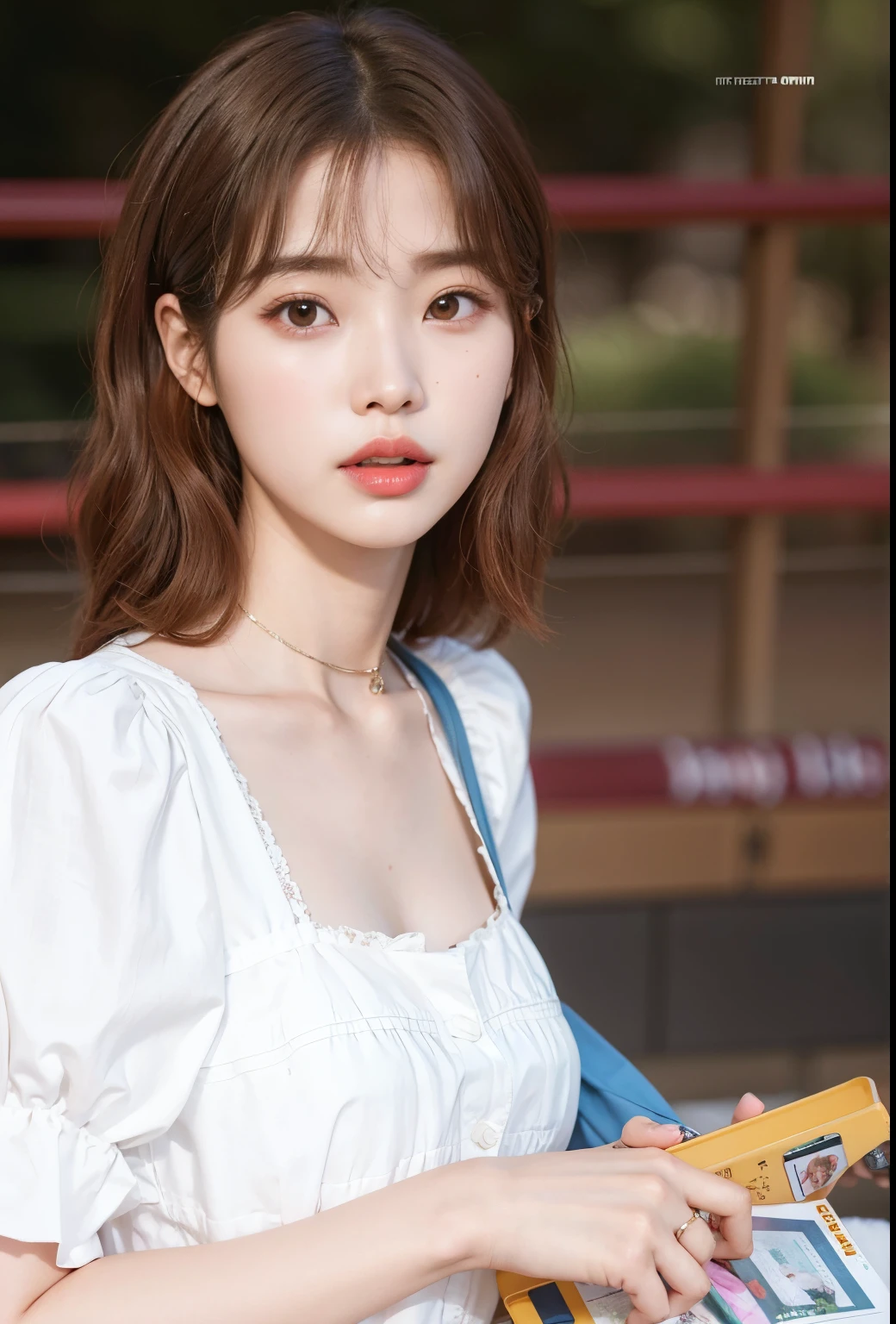 a closeup of a woman with a purse and a cell phone, Sun Yunjoo, Kim Doyoung, Parque Ji-min, Lee Ji - Eun, Lee Ji-eun, Heonhwa Choe, Kim Hyun Joo, Jaeyeon Nam, Taejune Kim, hwang se - on, Jinyoung Shin, Shin Min Jeong, El Corte Hime, Sangsoo Jeong