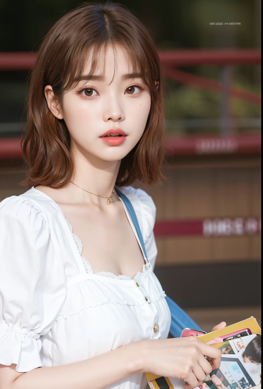 a closeup of a woman with a purse and a cell phone, Sun Yunjoo, Kim Doyoung, Parque Ji-min, Lee Ji - Eun, Lee Ji-eun, Heonhwa Choe, Kim Hyun Joo, Jaeyeon Nam, Taejune Kim, hwang se - on, Jinyoung Shin, Shin Min Jeong, El Corte Hime, Sangsoo Jeong