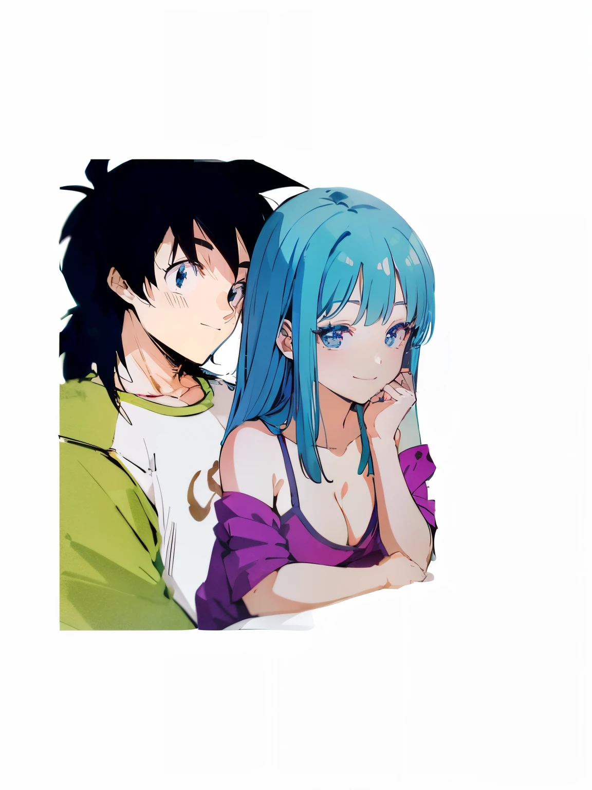 Casal anime, 1boy,1girl, romantic, smile, date