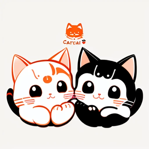 cat cafe、A logo、vector、line-drawing、designs、inspiration、straight、Symetrical
