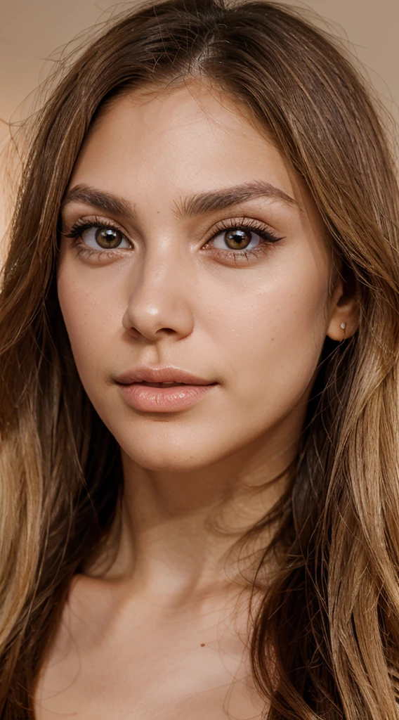 latin blond hair  larger eyes, a slender nose, pronounced cheekbones, plump lips oval face ultra realistic close up face look girl with plain background hair Latin girl 50 mm