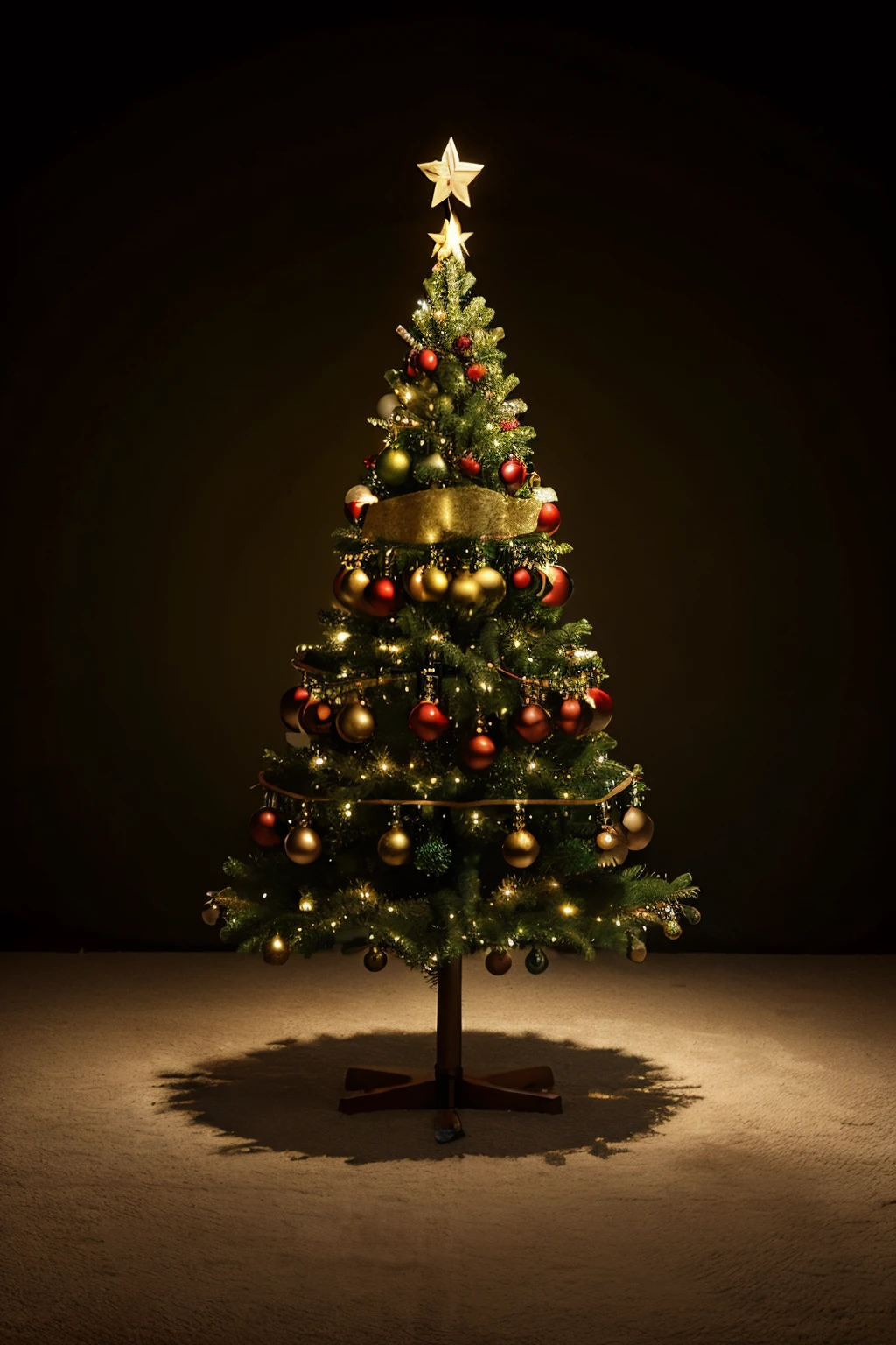 Christmas tree created with colorful snooker balls, on top of the tree there is a golden star, the background of the image is transparent