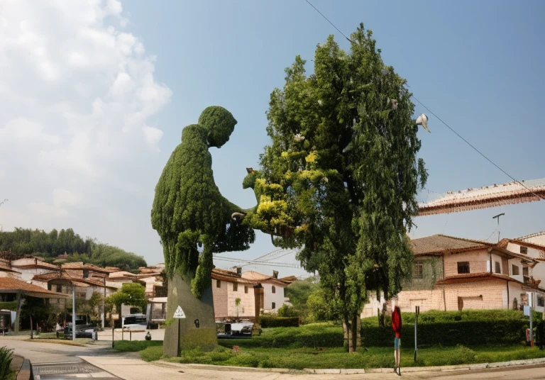 there is a statue of a man and a woman in a tree, Escultura gigante, Directed by: Nadir Afonso, public art, trees growing on your body, na forma de um otorrinolaringologista, Por Veno Pilon, breathtaking art, person made of tree, escultura, Directed by: John Kass, Directed by: Telemaco Signorini, living tree