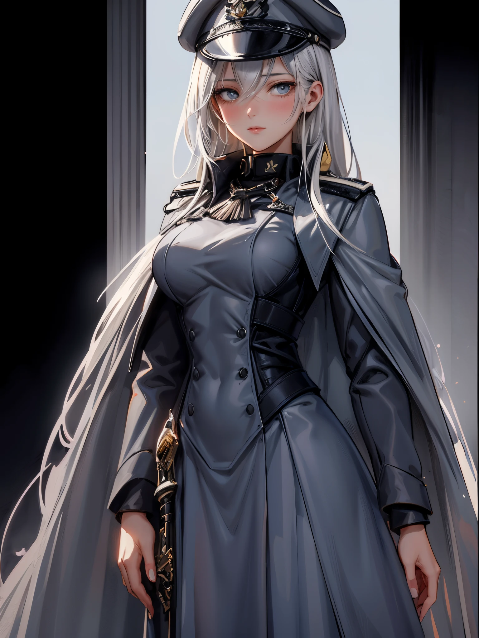 personagem de anime vestido de uniforme com espada e capa, de s da linha de frente, detalhes finos. meninainha de frente, meninas estiha de frente, Meninas da linha dte cg, meninas da linha de freniverso Girls Frontline, divindade de cabelos brancos, cabelos brancos, kantai collection style, cushart krenz arte chave feminina, menina perfeita de cabelos braM4 SOPMOD II Meninas Linha de Frente, senhora de s brancos