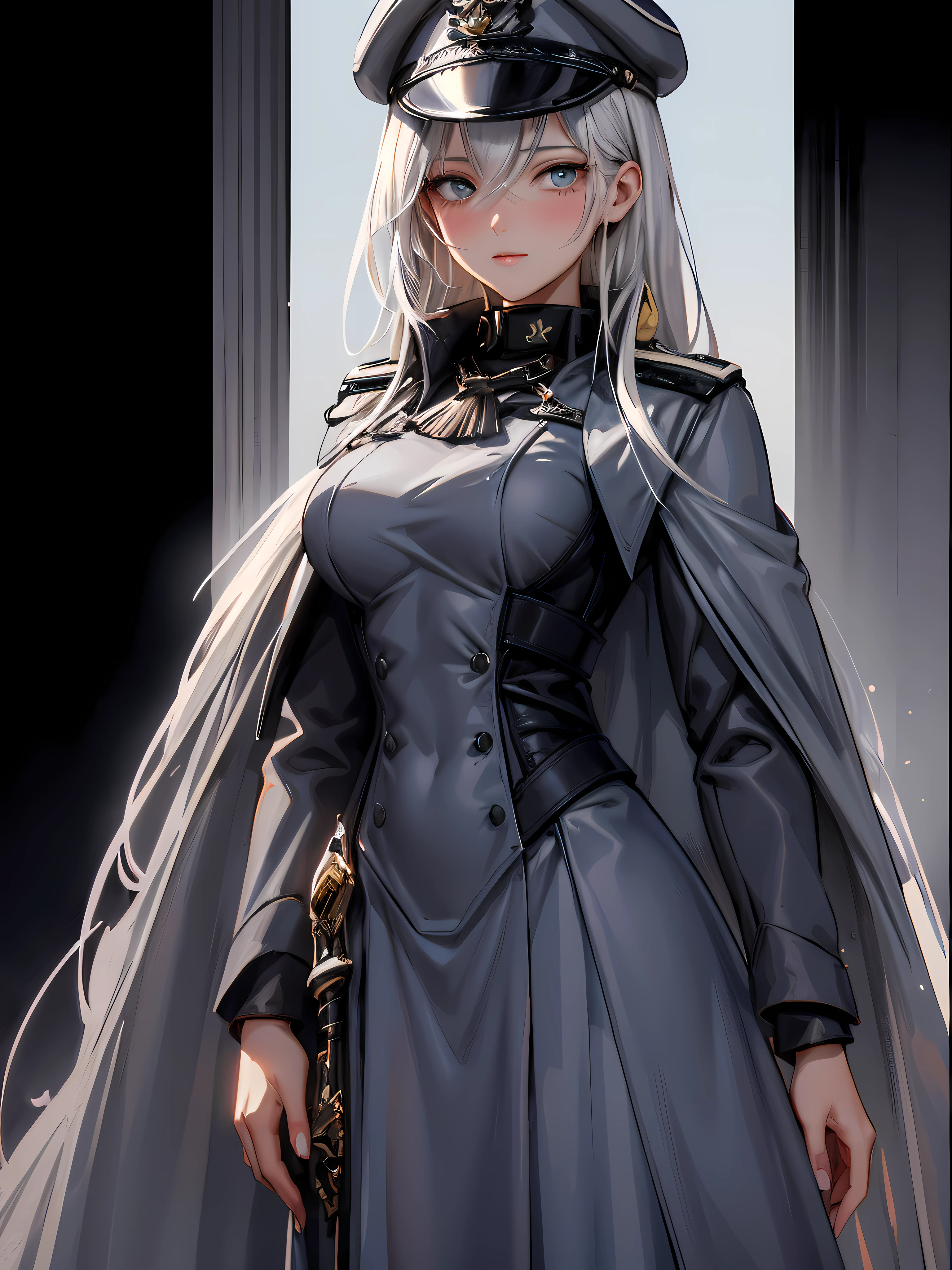 personagem de anime vestido de uniforme com espada e capa, de meninas da linha de frente, detalhes finos. meninas da linha de frente, meninas estilo linha de frente, Meninas da linha de frente cg, meninas da linha de frente, Universo Girls Frontline, divindade de cabelos brancos, cabelos brancos, kantai collection style, cushart krenz arte chave feminina, menina perfeita de cabelos brancos, M4 SOPMOD II Meninas Linha de Frente, senhora de cabelos brancos