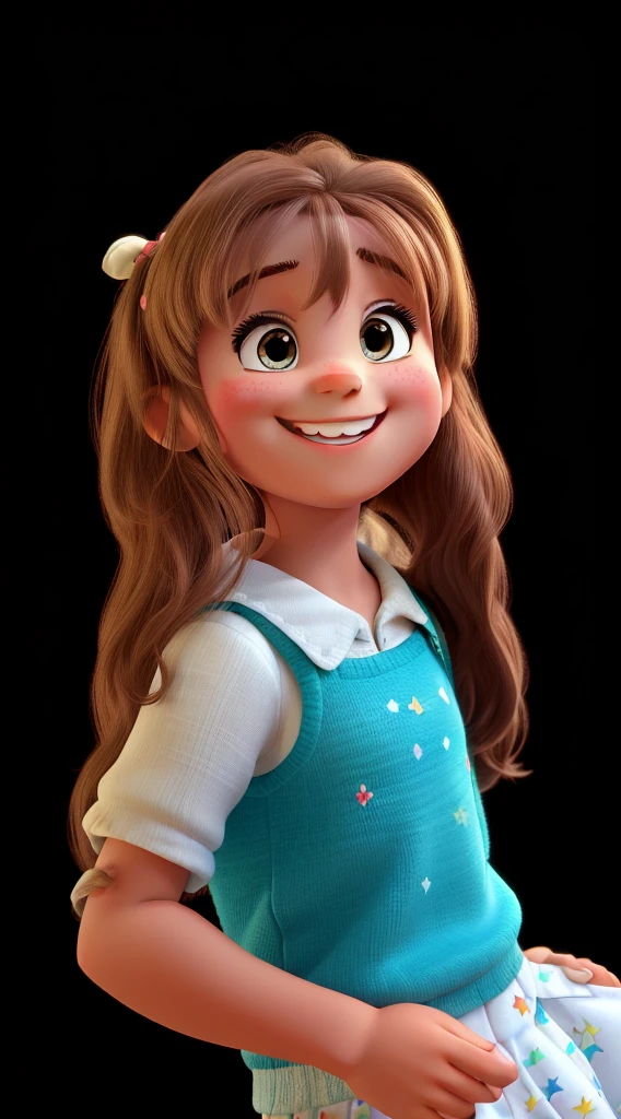A smiling little girl disney pixar style, high quality, best quality