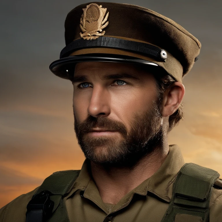 Captain John Price is a tall man in his 30s, famously portrayed by actor Barry Sloane. He wears a boonie hat, has a mutton chops styled beard, and often wears tactical equipment fit for a soldier. ,Modern Warfare series,Captain John Price is a tall man in his 30s, famously portrayed by actor Barry Sloane. He wears a boonie hat, has a mutton chops styled beard, and often wears tactical equipment fit for a soldier. ,face,photo