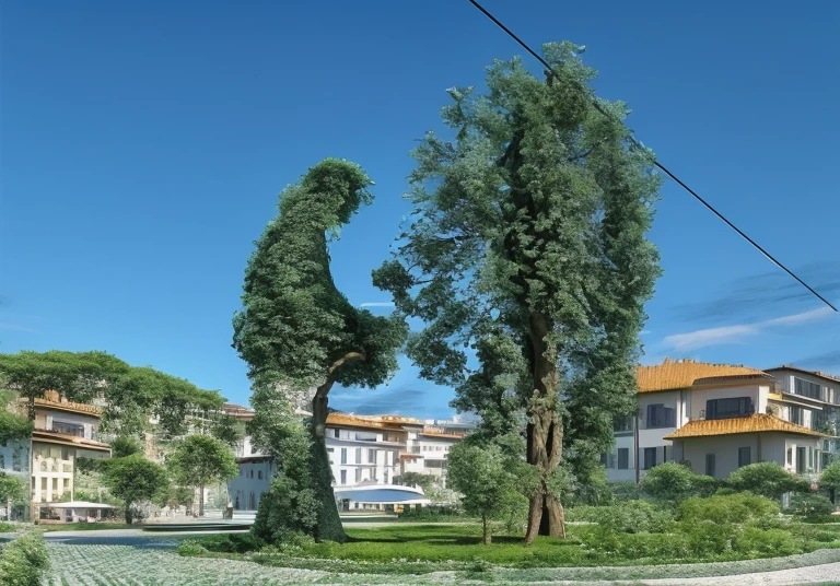 there is a statue of a man and a woman in a tree, Escultura gigante, Directed by: Nadir Afonso, public art, trees growing on your body, na forma de um otorrinolaringologista, Por Veno Pilon, breathtaking art, person made of tree, escultura, Directed by: John Kass, Directed by: Telemaco Signorini, living tree