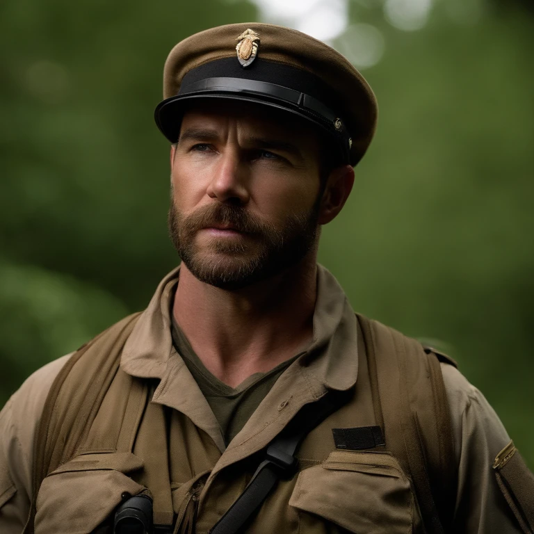 Captain John Price is a tall man in his 30s, famously portrayed by actor Barry Sloane. He wears a boonie hat, has a mutton chops styled beard, and often wears tactical equipment fit for a soldier. ,Modern Warfare series,Captain John Price is a tall man in his 30s, famously portrayed by actor Barry Sloane. He wears a boonie hat, has a mutton chops styled beard, and often wears tactical equipment fit for a soldier. ,face,photo
