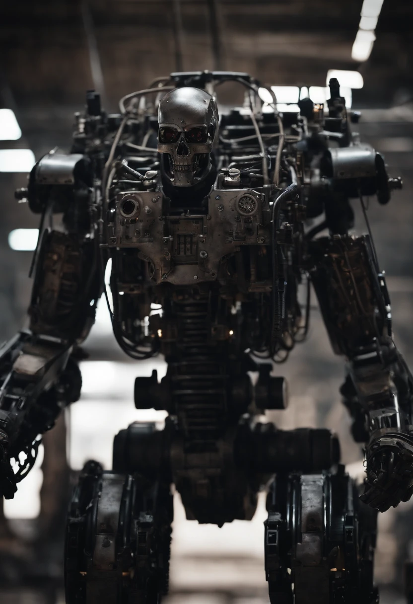 A chillingly realistic photograph captures a nightmarish scene of a cybernetic zombie holding and firing heavy rotative gatling gun, its decayed flesh intertwined with advanced cybernetic enhancements, artificial cyber eyes, complete wired body, cyber arms and legs, flesh, partial skin over body, standing in eerie solitude amidst a dystopian, post-apocalyptic landscape. Shot with a 135mm lens, this image showcases the grotesque fusion of human and machine with stark clarity.
 <lora:JuggerCineXL2:0.8> Movie Still, Film Still, Cinematic, Cinematic Shot, Cinematic Lighting