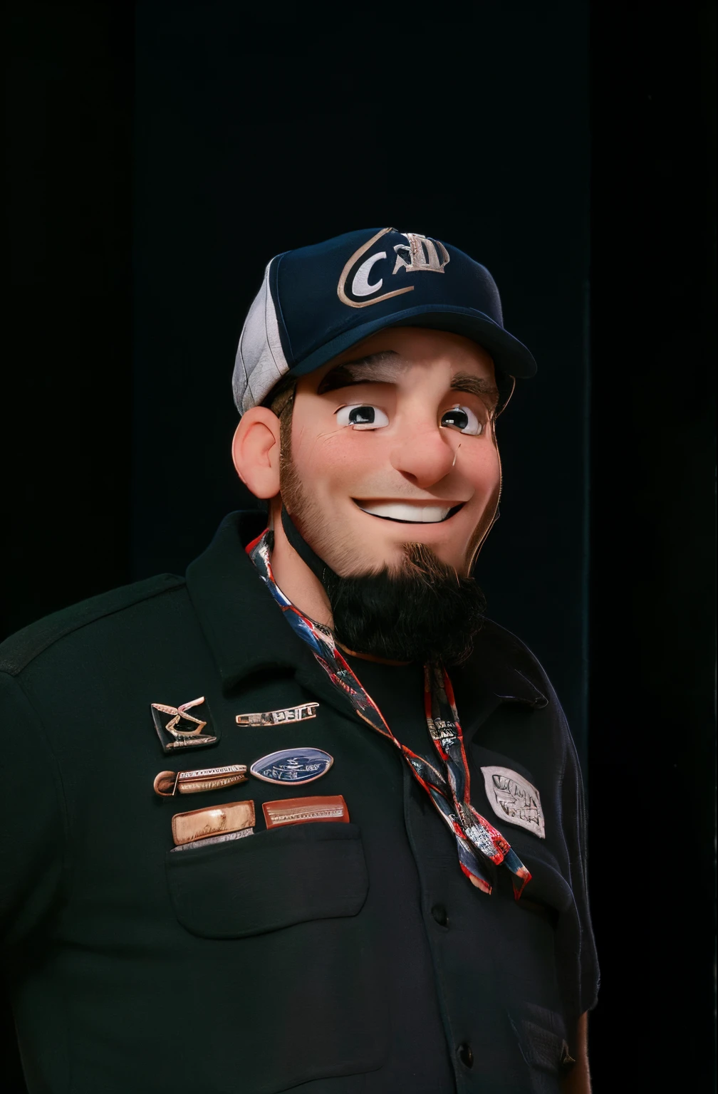 Man with Beard and Cap, sorridente.