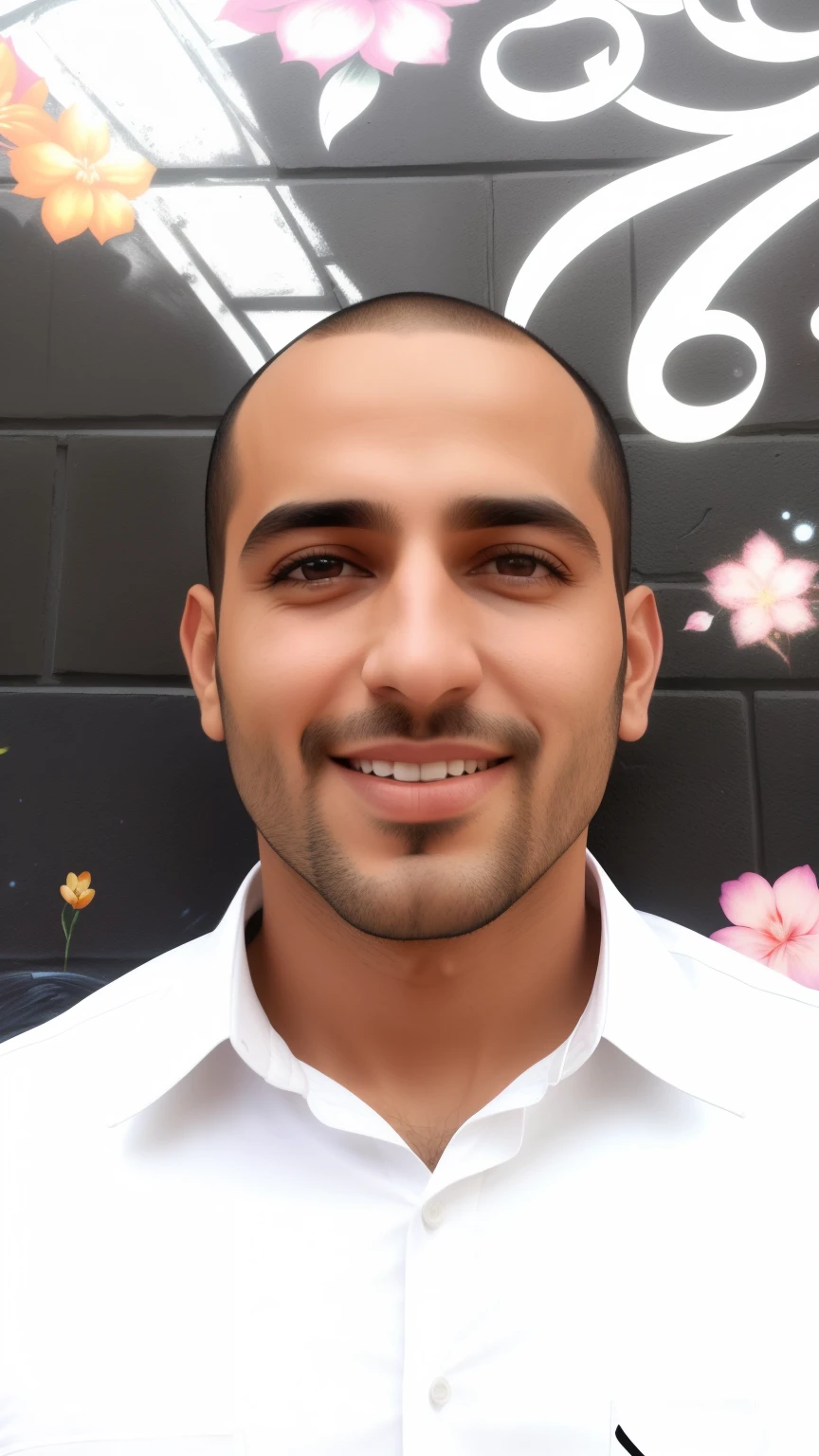 Estilo Disney Pixar homem arafiado de camisa branca em frente a uma parede com grafite, Emad Mostaque, Mohamed Chahin, Hicham Habchi, foto de perfil, imagem de perfil, foto de perfil profissional, Nekro Petros Afshar, foto do perfil, Jamel Shabbaz, Ahmad Merheb, david rios ferreira