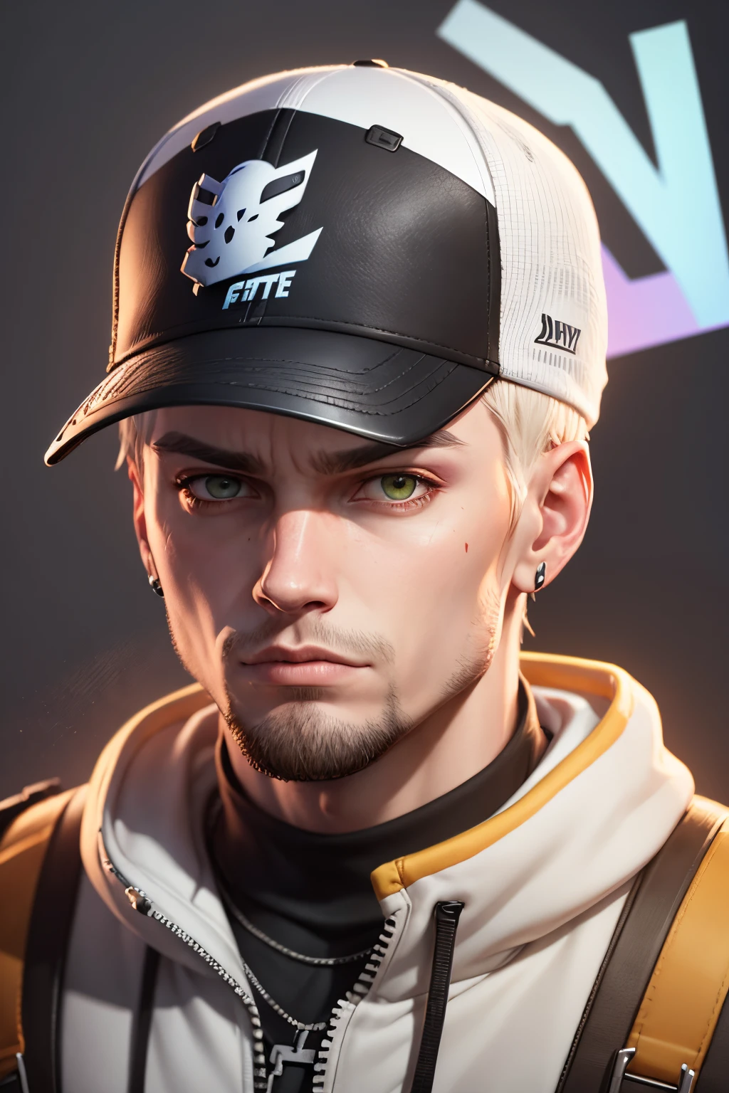Eminen Charachter in Fortnite, draw Eminem if he was a skin in fortnite game, brown short hair