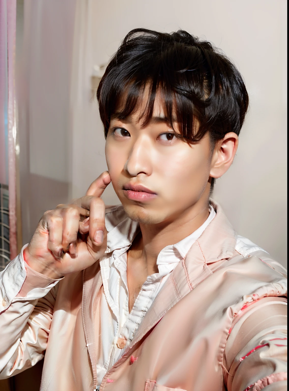 Arafed Asian man in a pink jacket and white shirt posing for a photo, Kim Jungwoo, Jung Jaehyun, Wonbin Lee, Wan adorable cara coreana, Hyung Tae, Cai Xukun, Sakimichan, Jinyoung Shin, Foto de perfil de la foto de cabeza, Hong June Hyung, Sakimichan Frank Franzzeta, Taejune Kim