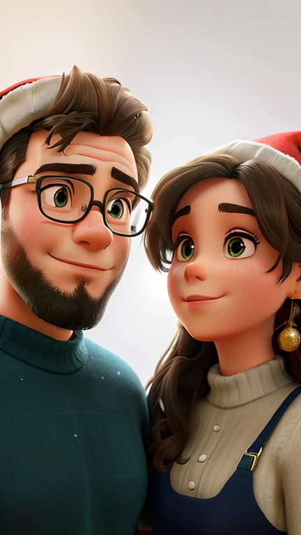 there is a man and a woman in christmas hats and christmas sweaters, who are posing for a photo, imagem de perfil, foto do perfil, Charli Bowater e Artgeem, 4 k post, Postagem 4k, taken in the early 2020s, imagem de qualidade , Foto de perfil do headshot, retrato de alta qualidade, foto do perfil