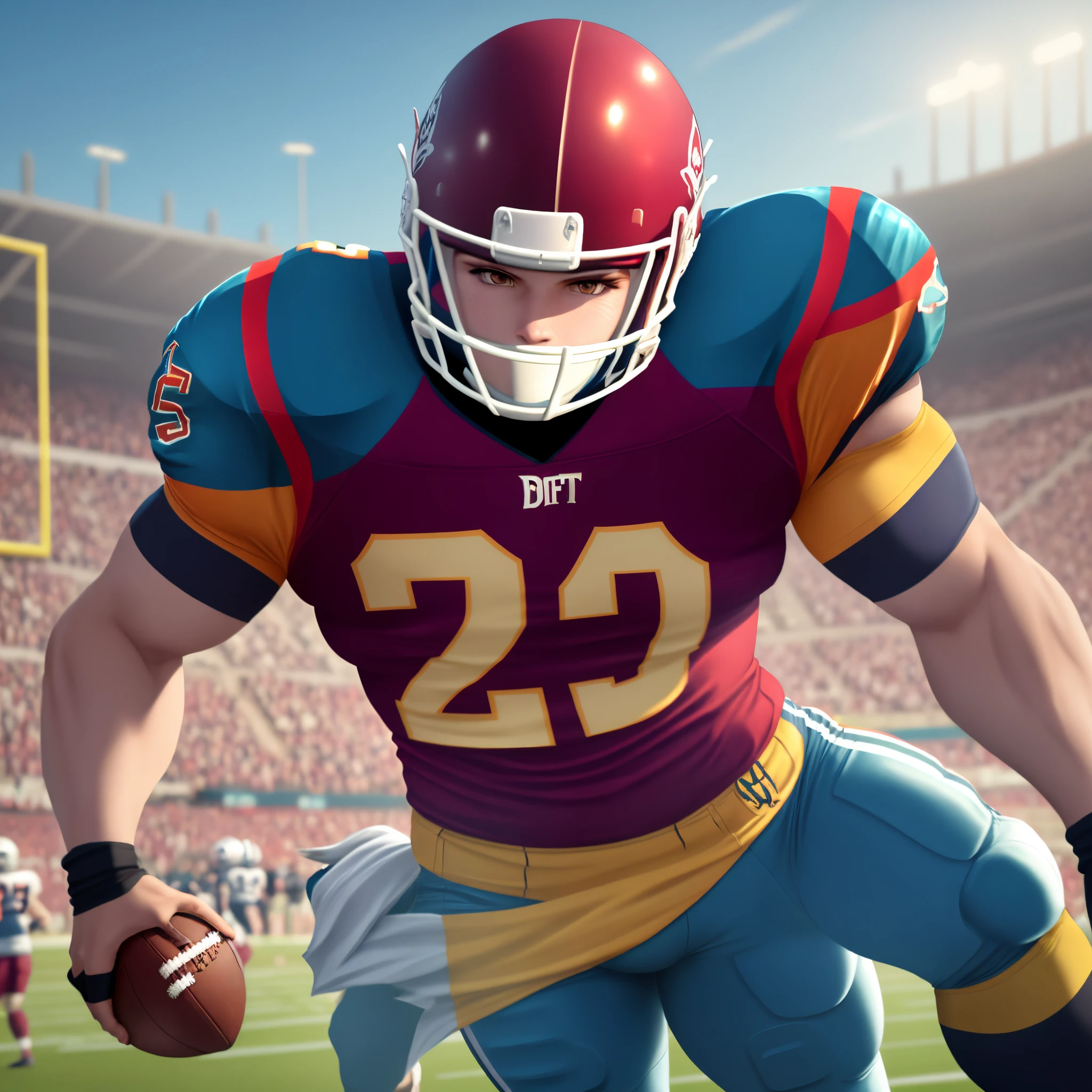 Drift from fortnite in a red american football uniform number 84